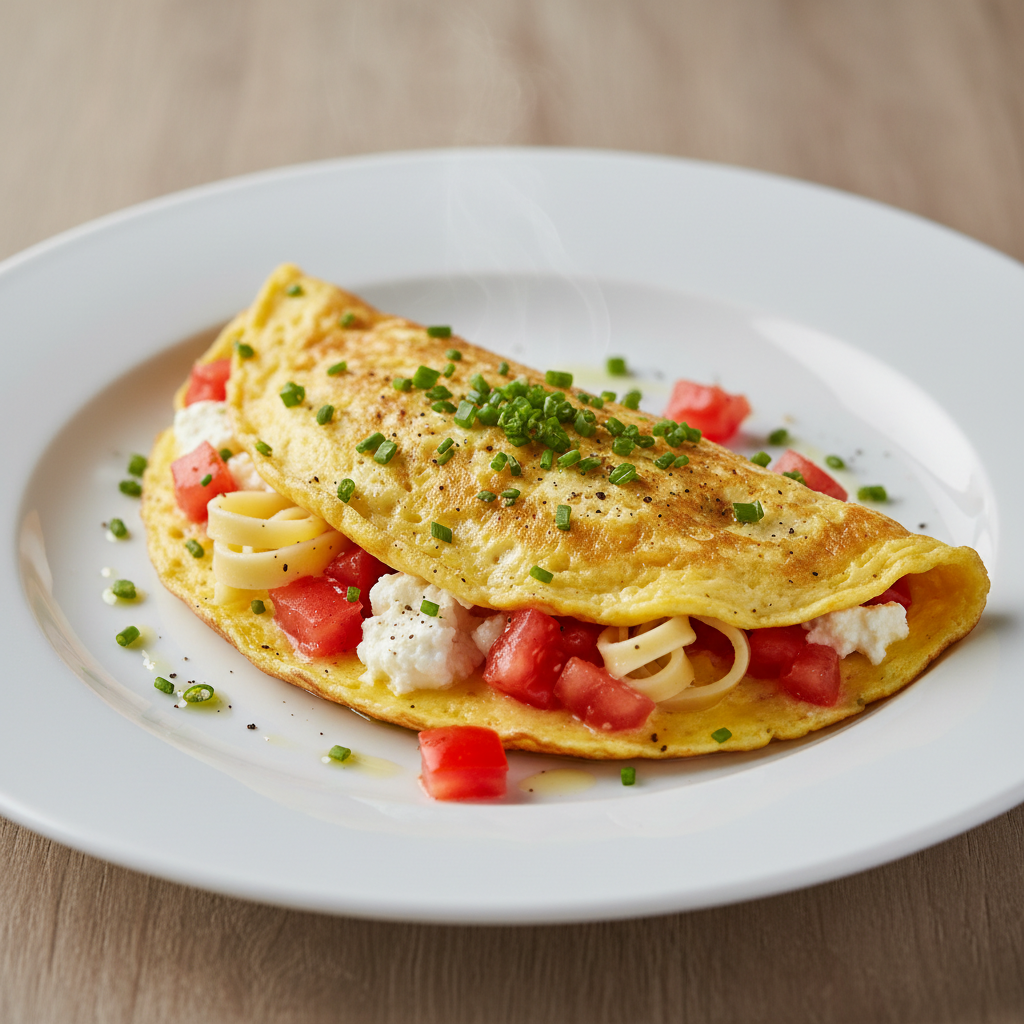 Omlet s fetom i rajčicom