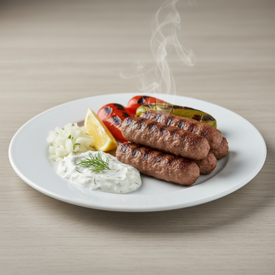 Ćevapi na Žaru s Grillanom Paprikom i Kiselo-Vrhnje-Kopar Umakom