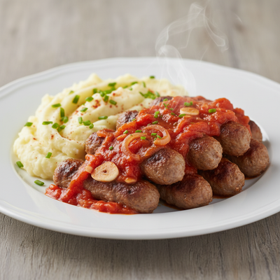 Ćevapi u umaku od rajčice s pire krumpirom