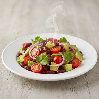 Ljetna salata od crvenog graha, avokada i cherry rajčica s toplim kuminom