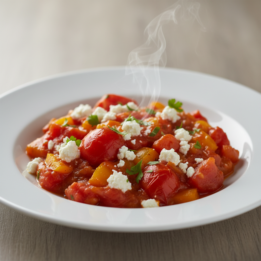 Ljetna Shakshuka s Paprikom, Rajčicom i Feta Sirom