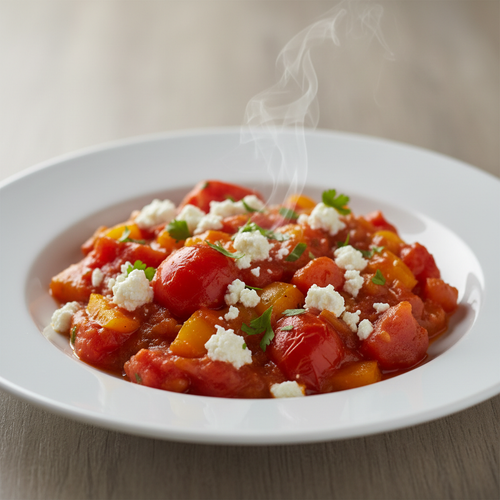 Ljetna Shakshuka s Paprikom, Rajčicom i Feta Sirom
