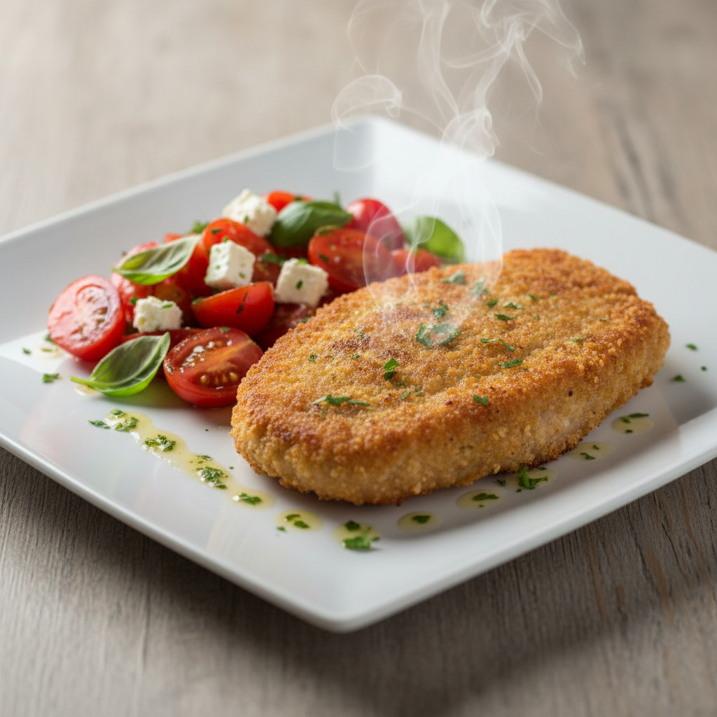 Modernizirani Zagrebački Odrezak iz Friteze na Zrak s Toplom Salatom od Cherry R