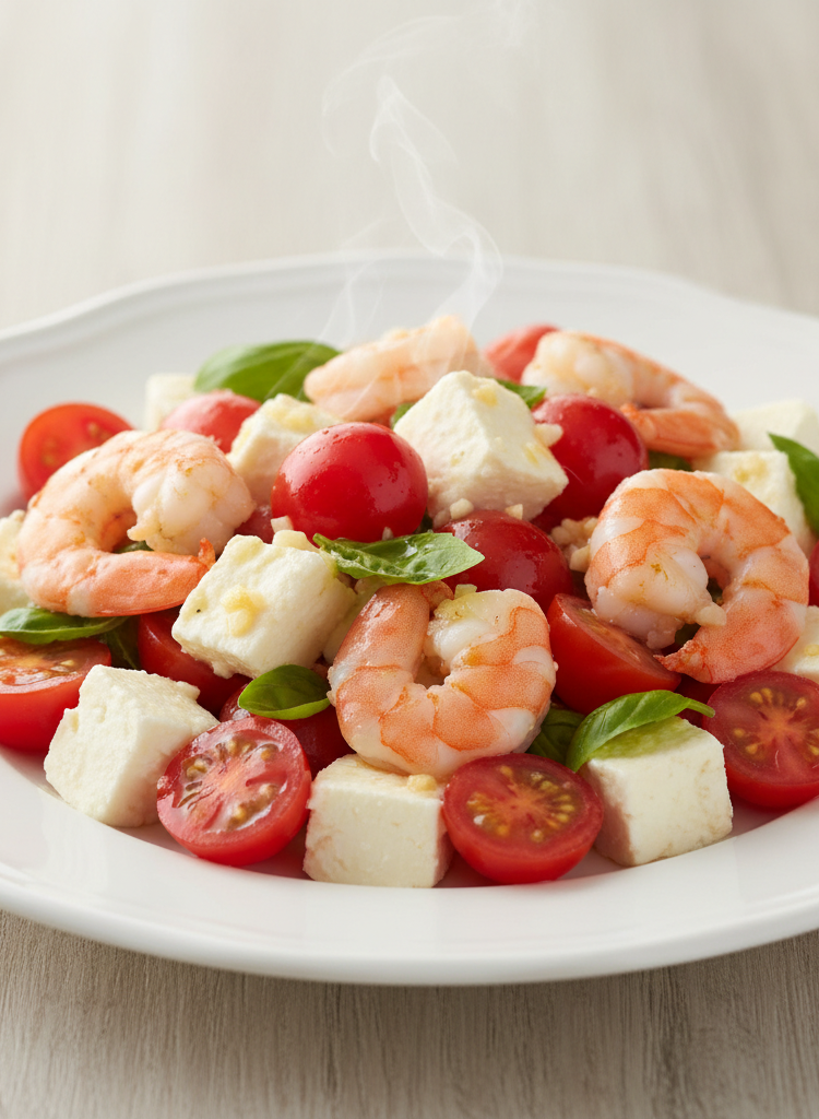 Salata od kozica s cherry rajčicama i sirom